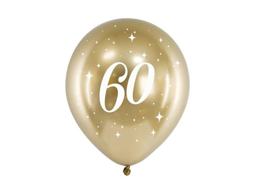 Picture of LATEX BALLOONS 60TH BIRTHDAY CHROME GOLD 12 INCH - 6 PACK